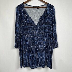 Jones New York Women’s Kelly Printed V-Neck Blouse